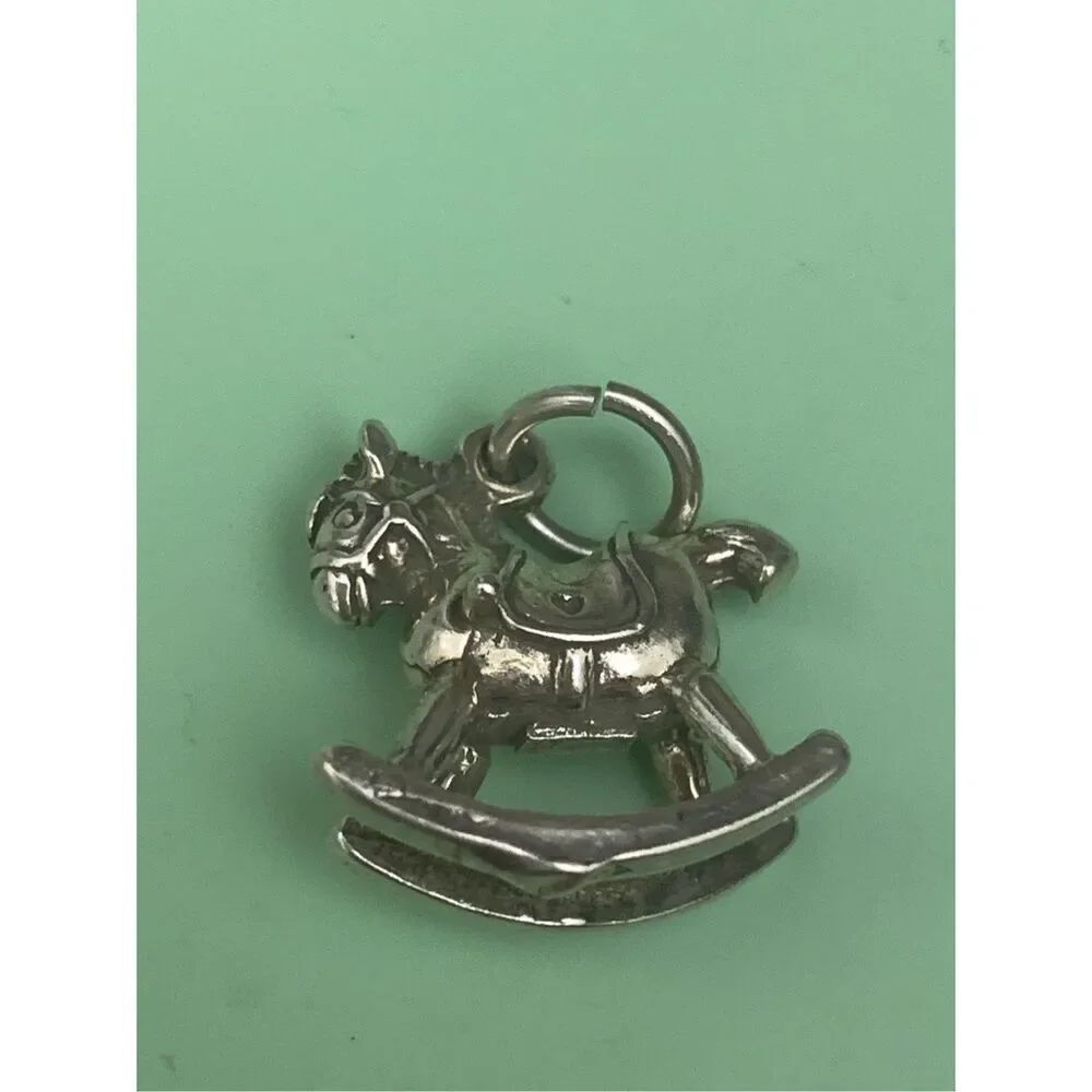 Rocking Horse Sterling Silver Jewelry Charm #vintage